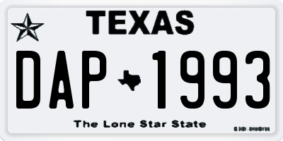 TX license plate DAP1993