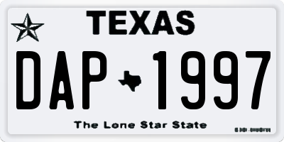TX license plate DAP1997