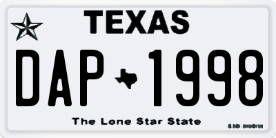 TX license plate DAP1998