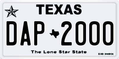 TX license plate DAP2000