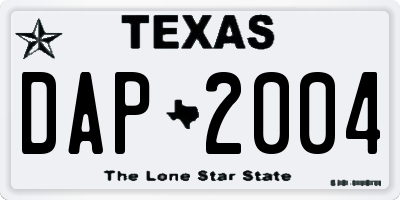 TX license plate DAP2004