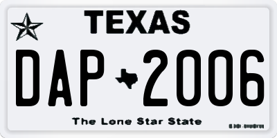 TX license plate DAP2006