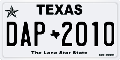 TX license plate DAP2010
