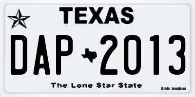 TX license plate DAP2013