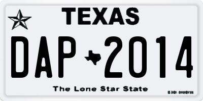 TX license plate DAP2014