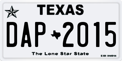 TX license plate DAP2015