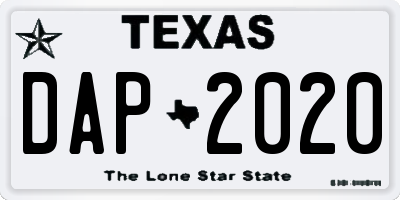 TX license plate DAP2020