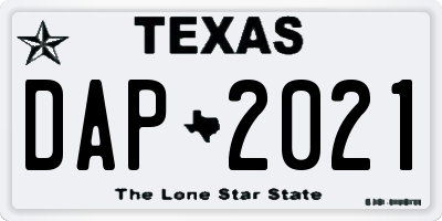 TX license plate DAP2021