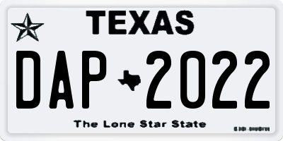 TX license plate DAP2022
