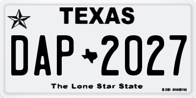 TX license plate DAP2027
