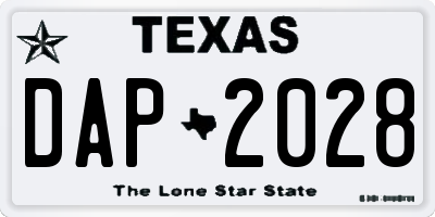 TX license plate DAP2028