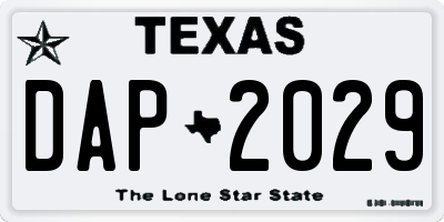 TX license plate DAP2029