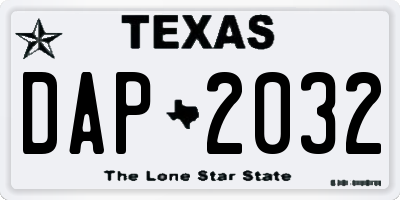 TX license plate DAP2032