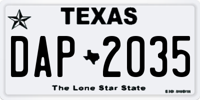 TX license plate DAP2035
