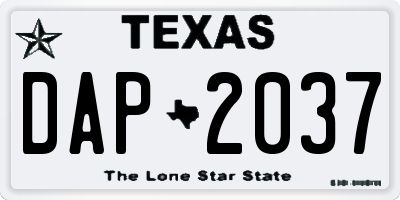 TX license plate DAP2037