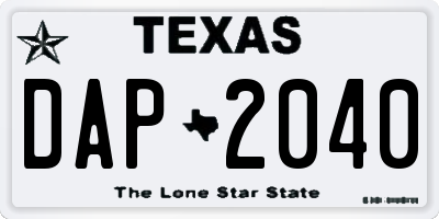 TX license plate DAP2040