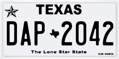TX license plate DAP2042