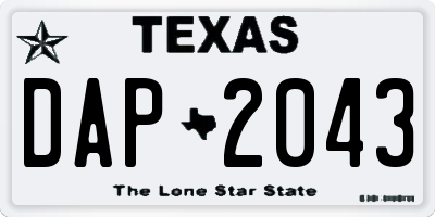 TX license plate DAP2043