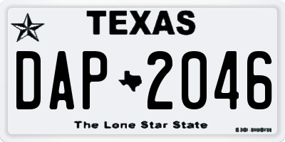 TX license plate DAP2046