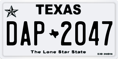 TX license plate DAP2047
