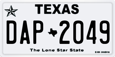 TX license plate DAP2049