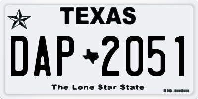 TX license plate DAP2051