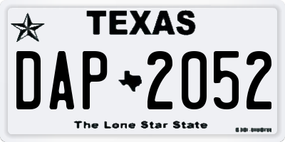 TX license plate DAP2052