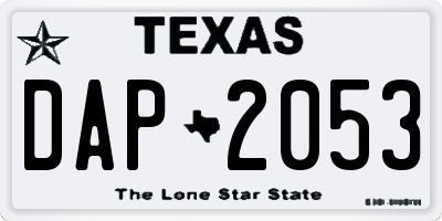TX license plate DAP2053