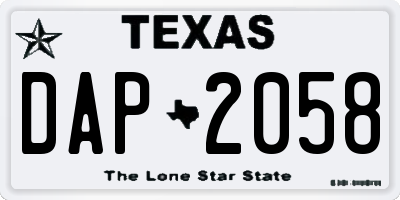 TX license plate DAP2058