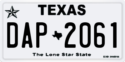TX license plate DAP2061