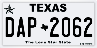 TX license plate DAP2062