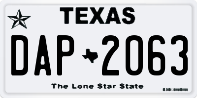TX license plate DAP2063