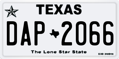TX license plate DAP2066