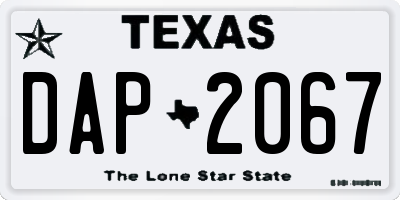 TX license plate DAP2067