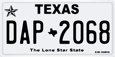TX license plate DAP2068