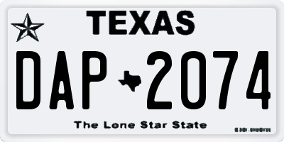 TX license plate DAP2074