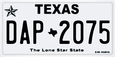 TX license plate DAP2075
