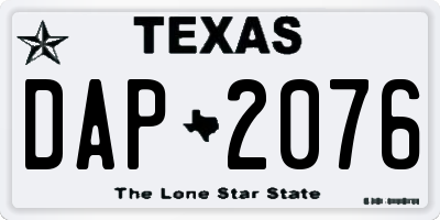 TX license plate DAP2076