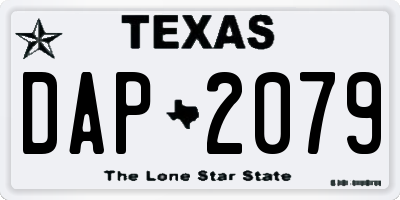 TX license plate DAP2079