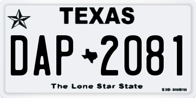 TX license plate DAP2081