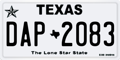 TX license plate DAP2083