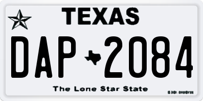 TX license plate DAP2084
