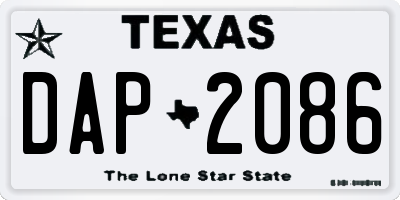 TX license plate DAP2086