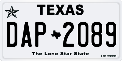 TX license plate DAP2089