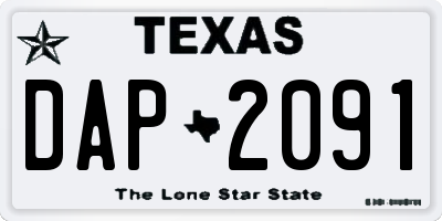 TX license plate DAP2091