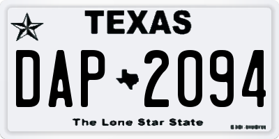 TX license plate DAP2094