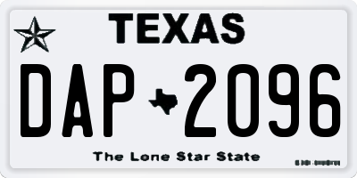 TX license plate DAP2096