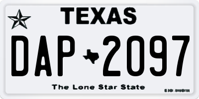 TX license plate DAP2097