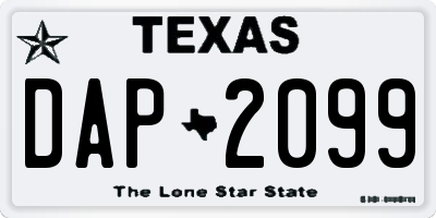 TX license plate DAP2099
