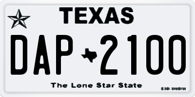TX license plate DAP2100